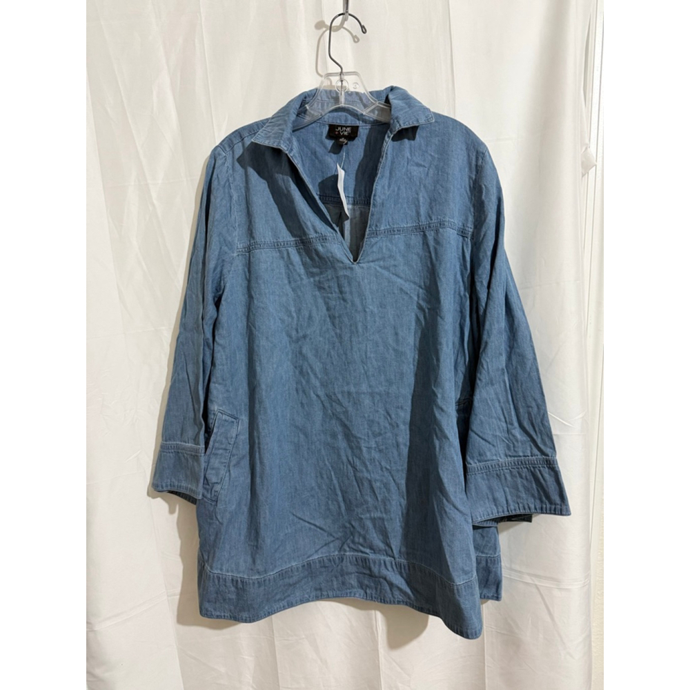 Women's June + Vie Blue Denim Tunic Top Plus M (14/16)